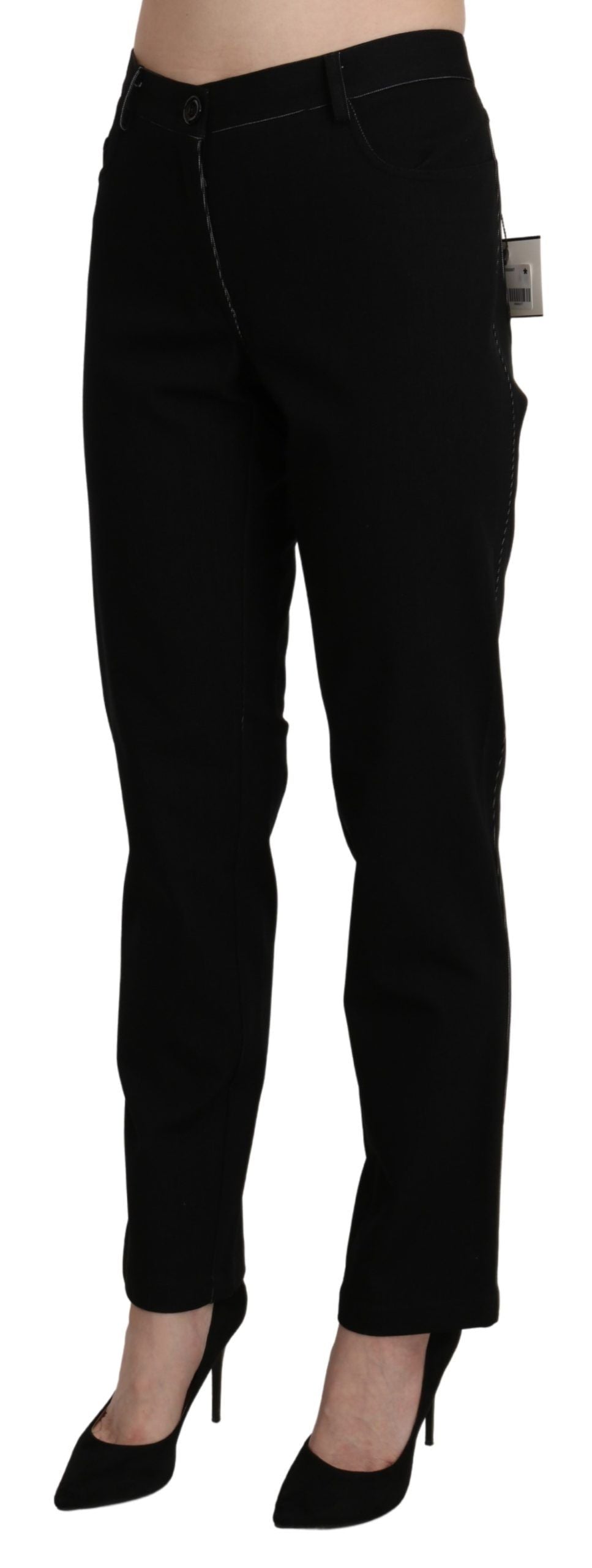 Pantalon droit noir taille haute Bencivenga