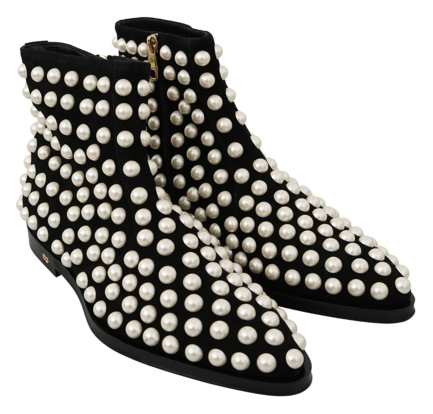 Bottines en daim noir Dolce &amp; gabbana avec perles