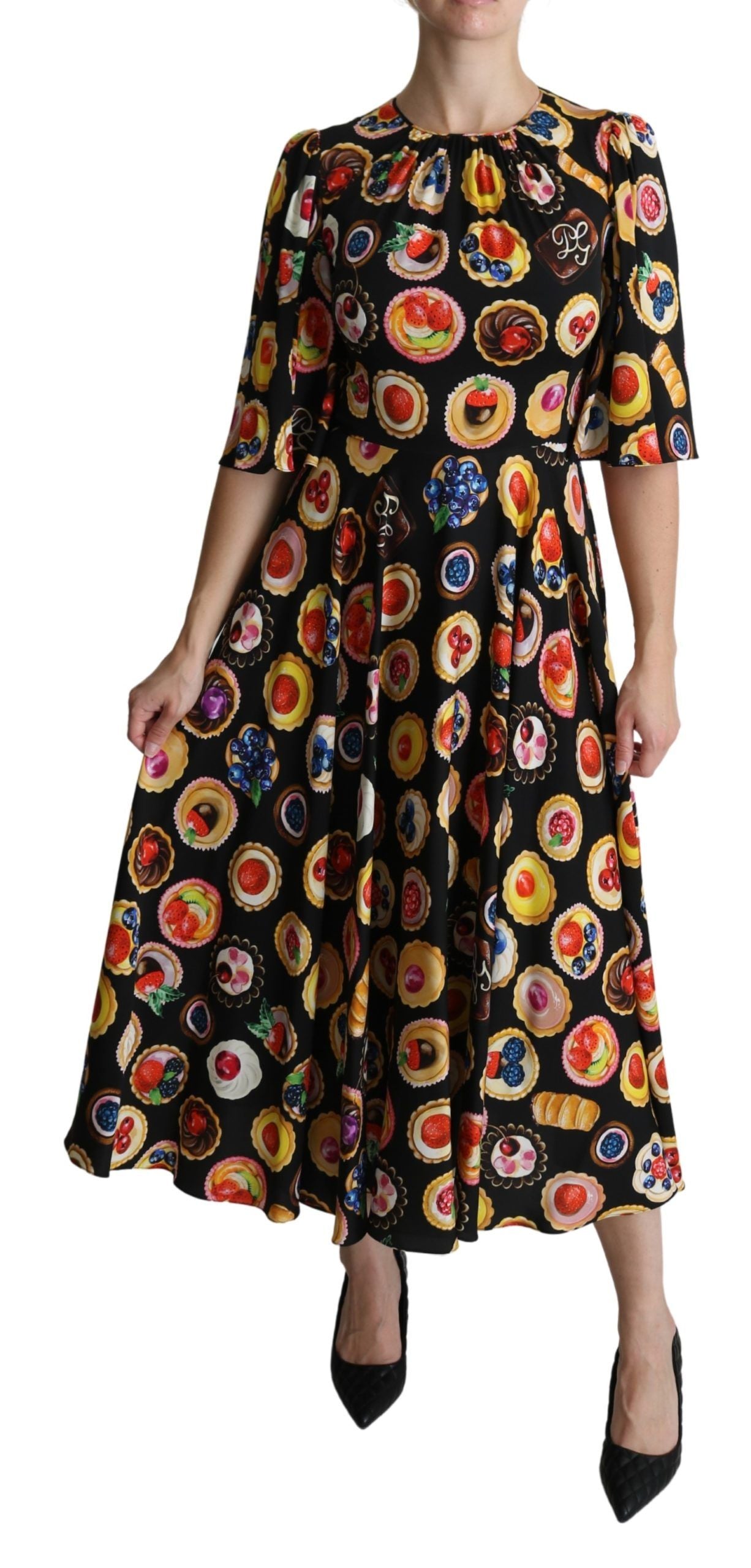 Dolce &amp; gabbana robe longue multicolore à imprimé desserts