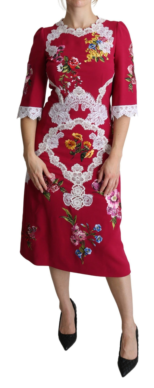 Dolce &amp; Gabbana - Robe fourreau midi à broderies florales