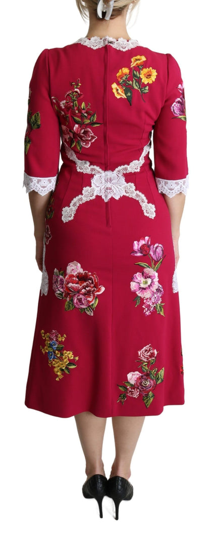 Dolce &amp; Gabbana - Robe fourreau midi à broderies florales