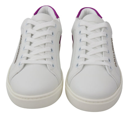 Baskets en cuir blanc Dolce &amp; Gabbana avec accents violets