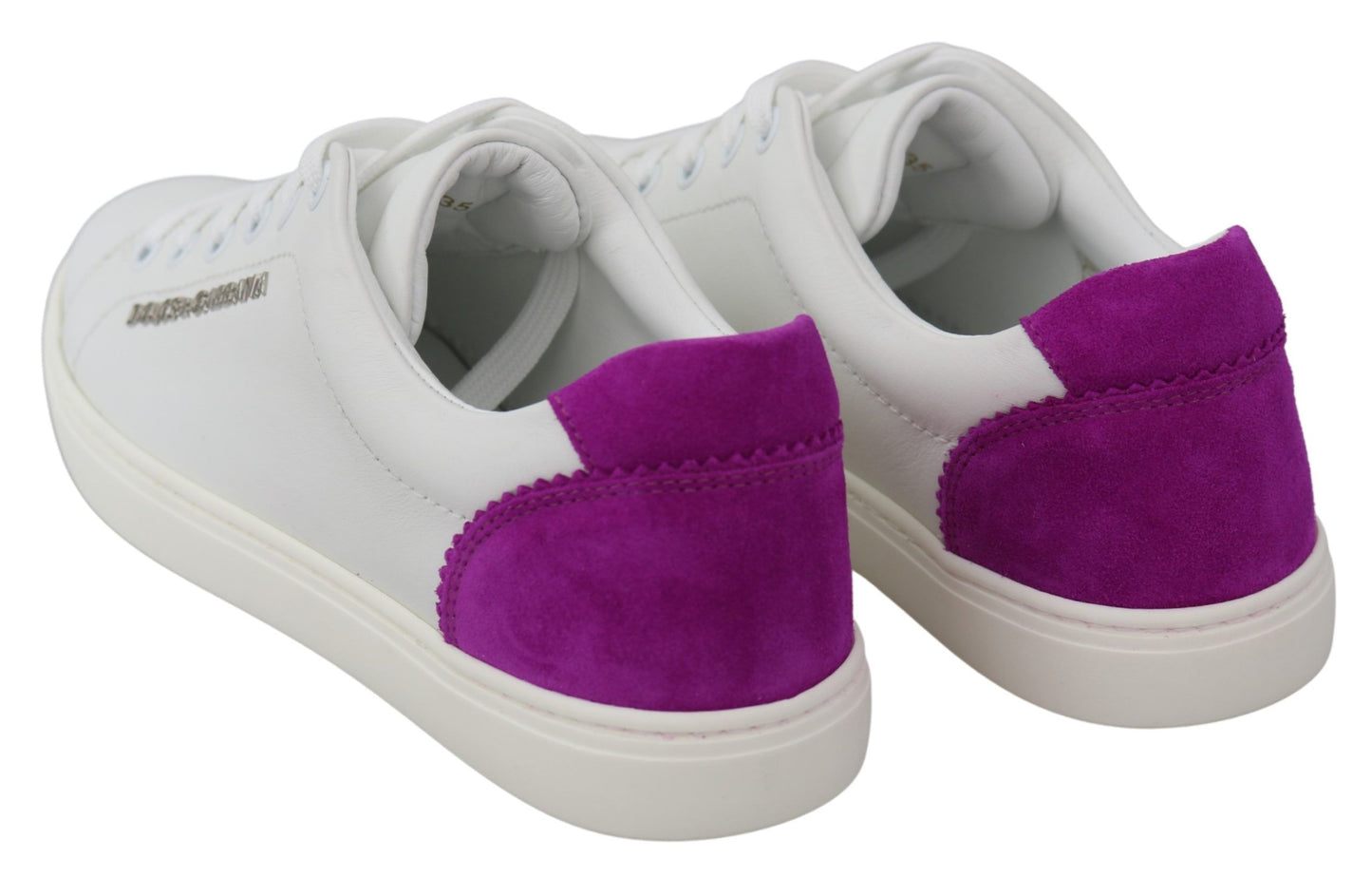 Baskets en cuir blanc Dolce &amp; Gabbana avec accents violets