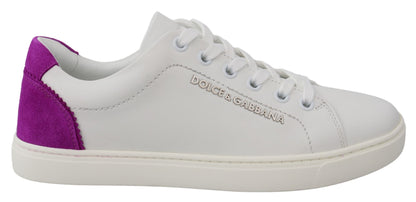 Baskets en cuir blanc Dolce &amp; Gabbana avec accents violets