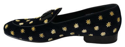 Dolce &amp; gabbana mocassins à broderie couronne en velours