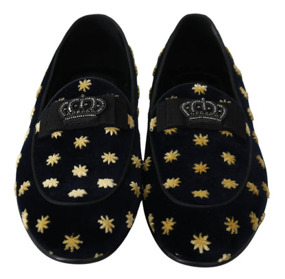 Dolce &amp; gabbana mocassins à broderie couronne en velours