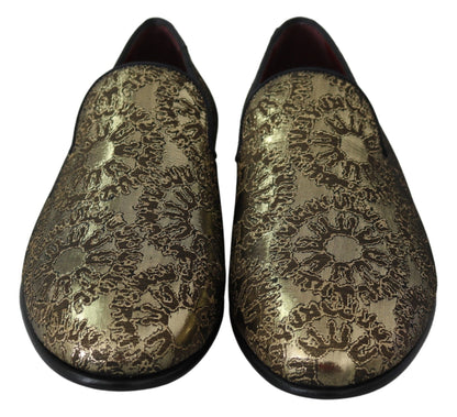 Dolce &amp; Gabbana Mocassins Bordeaux Dorés Chaussures Habillées