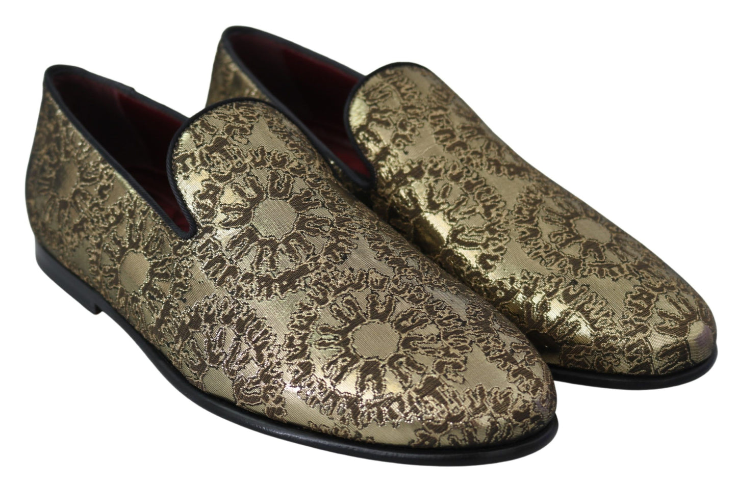 Dolce &amp; Gabbana Mocassins Bordeaux Dorés Chaussures Habillées