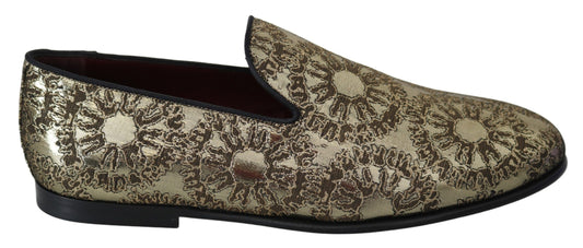 Dolce &amp; Gabbana Mocassins Bordeaux Dorés Chaussures Habillées