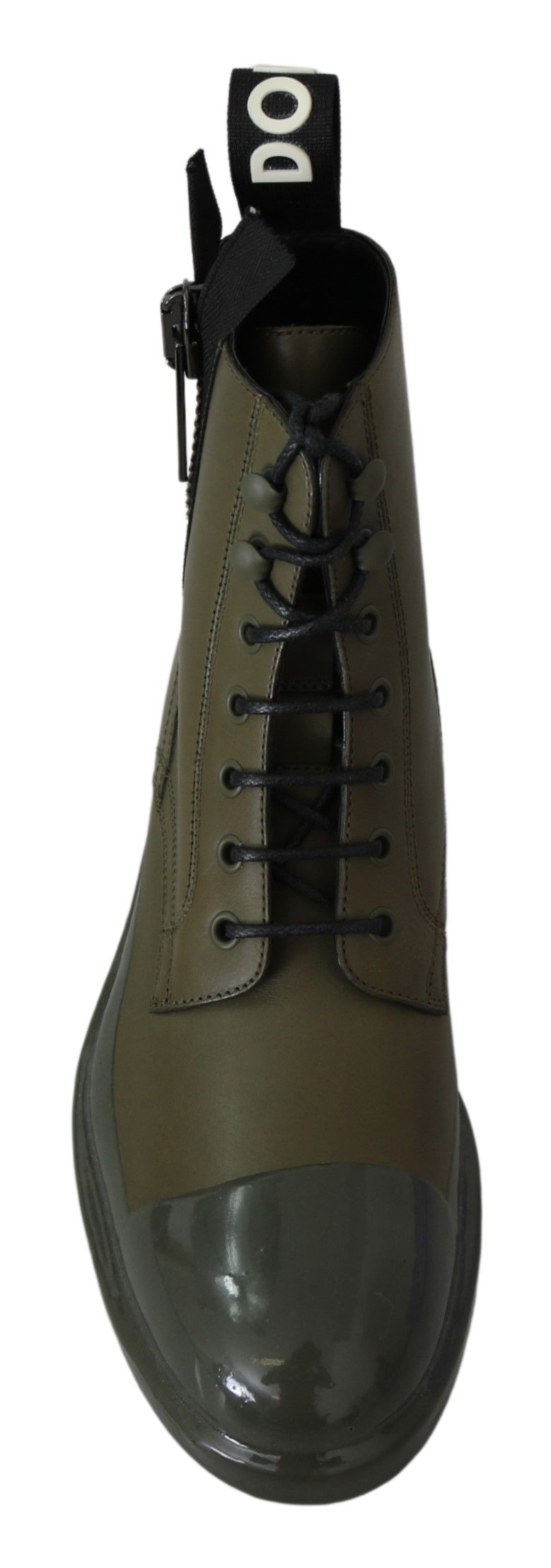 Bottines en cuir vert militaire Dolce &amp; gabbana