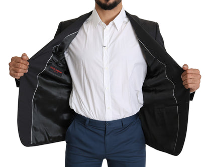 Dolce &amp; Gabbana Elegante blazer gris de corte slim en mezcla de lana y seda