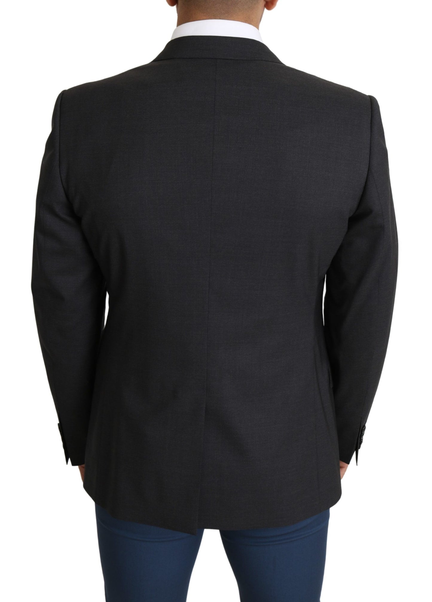 Dolce &amp; Gabbana Elegante blazer gris de corte slim en mezcla de lana y seda