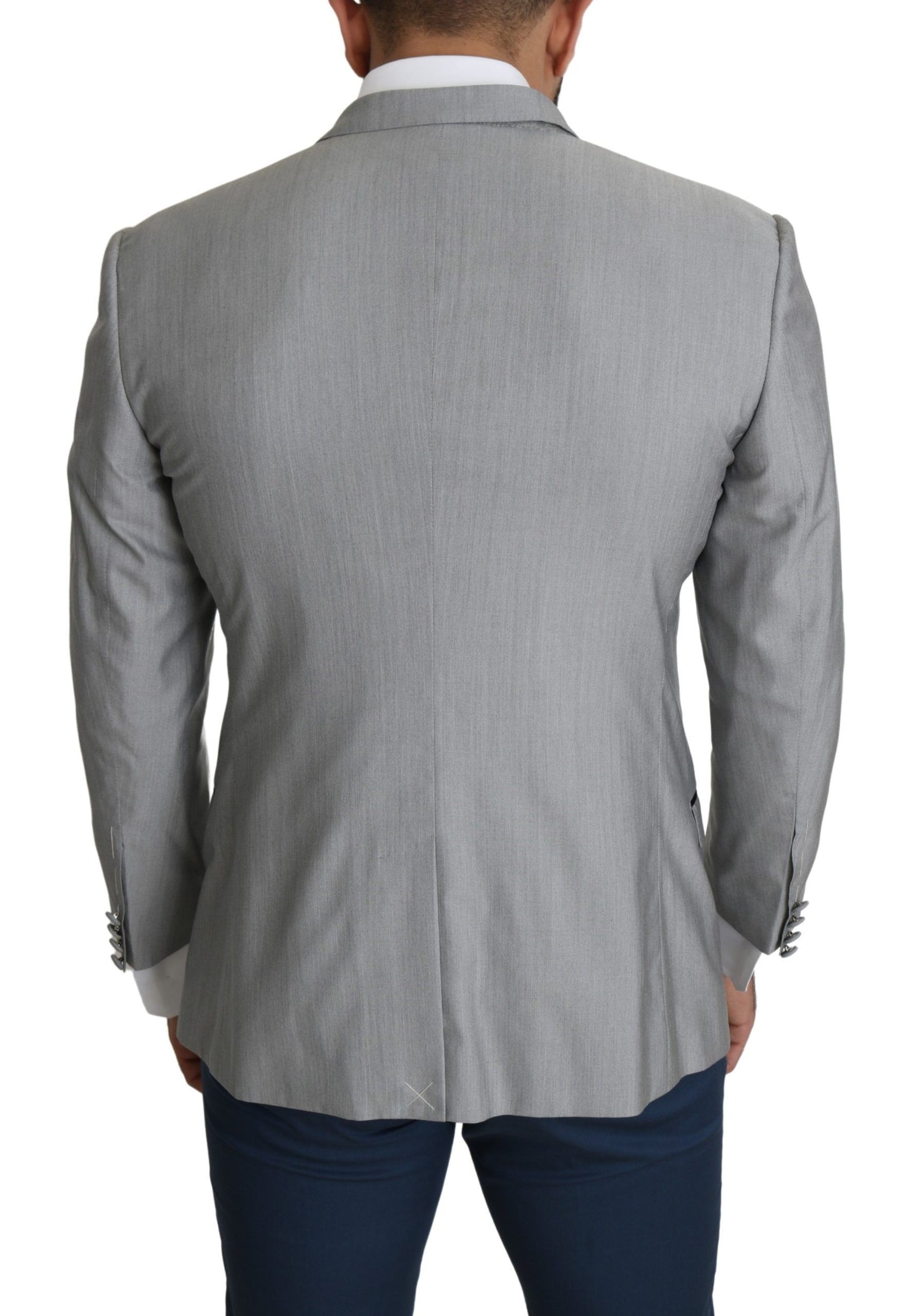 Dolce &amp; Gabbana Elegante blazer gris claro en mezcla de seda