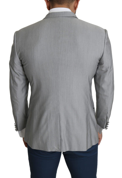 Dolce &amp; Gabbana Elegante blazer gris claro en mezcla de seda