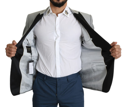 Dolce &amp; Gabbana Elegante blazer gris claro en mezcla de seda