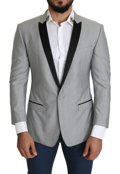 Dolce &amp; Gabbana Elegante blazer gris claro en mezcla de seda