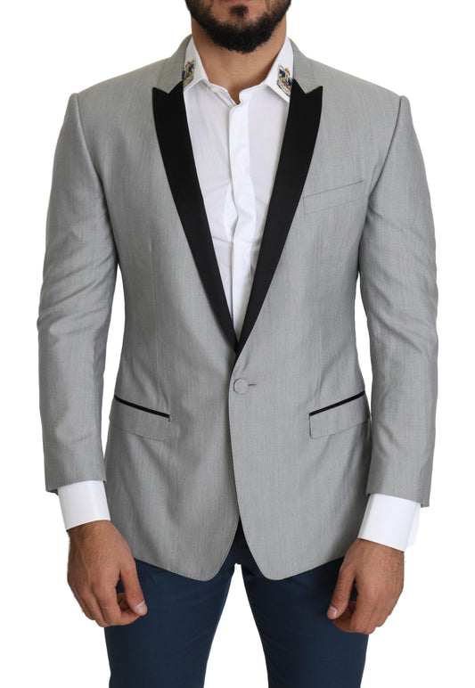 Dolce &amp; Gabbana Elegante blazer gris claro en mezcla de seda