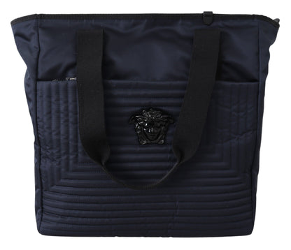 Sac cabas Versace en nylon bleu