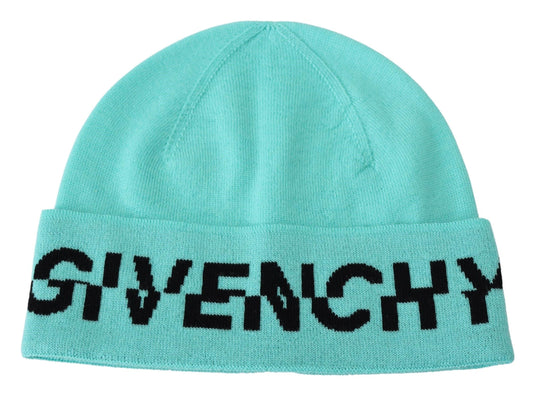 Gorro de lana verde aguamarina de Givenchy con logotipo exclusivo