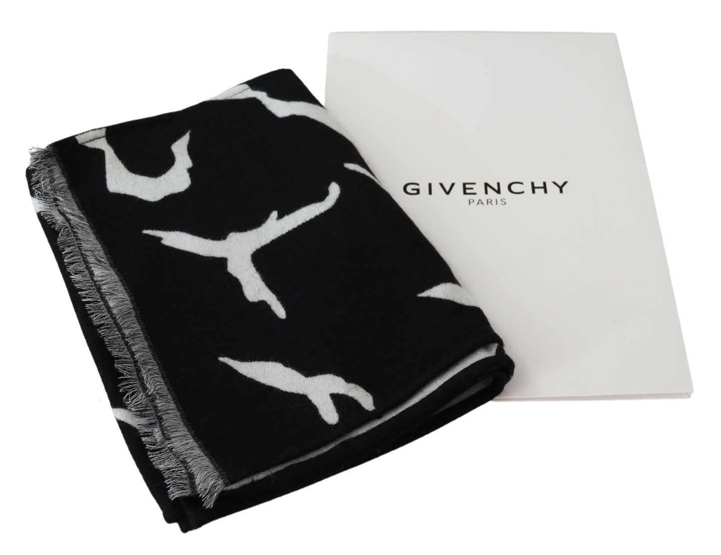 Écharpe unisexe en laine et soie Givenchy - Noir et blanc