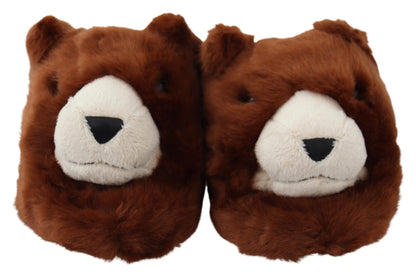 Dolce &amp; Gabbana - Mocassins marron ornés d'ours en peluche