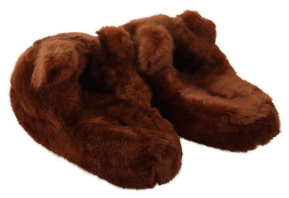 Dolce &amp; Gabbana - Mocassins marron ornés d'ours en peluche