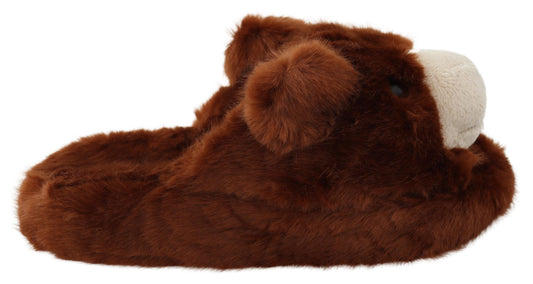 Dolce &amp; Gabbana - Mocassins marron ornés d'ours en peluche