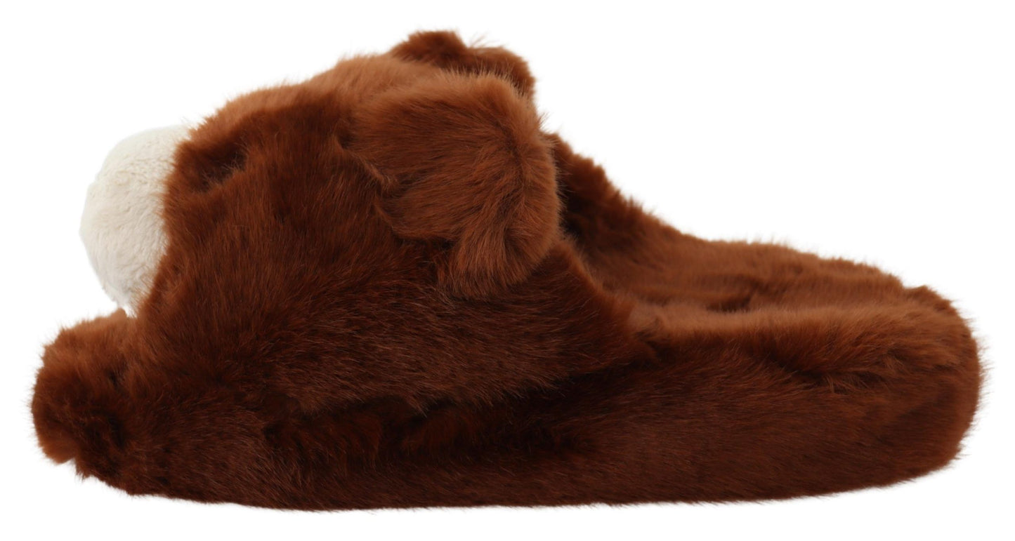 Dolce &amp; Gabbana - Mocassins marron ornés d'ours en peluche