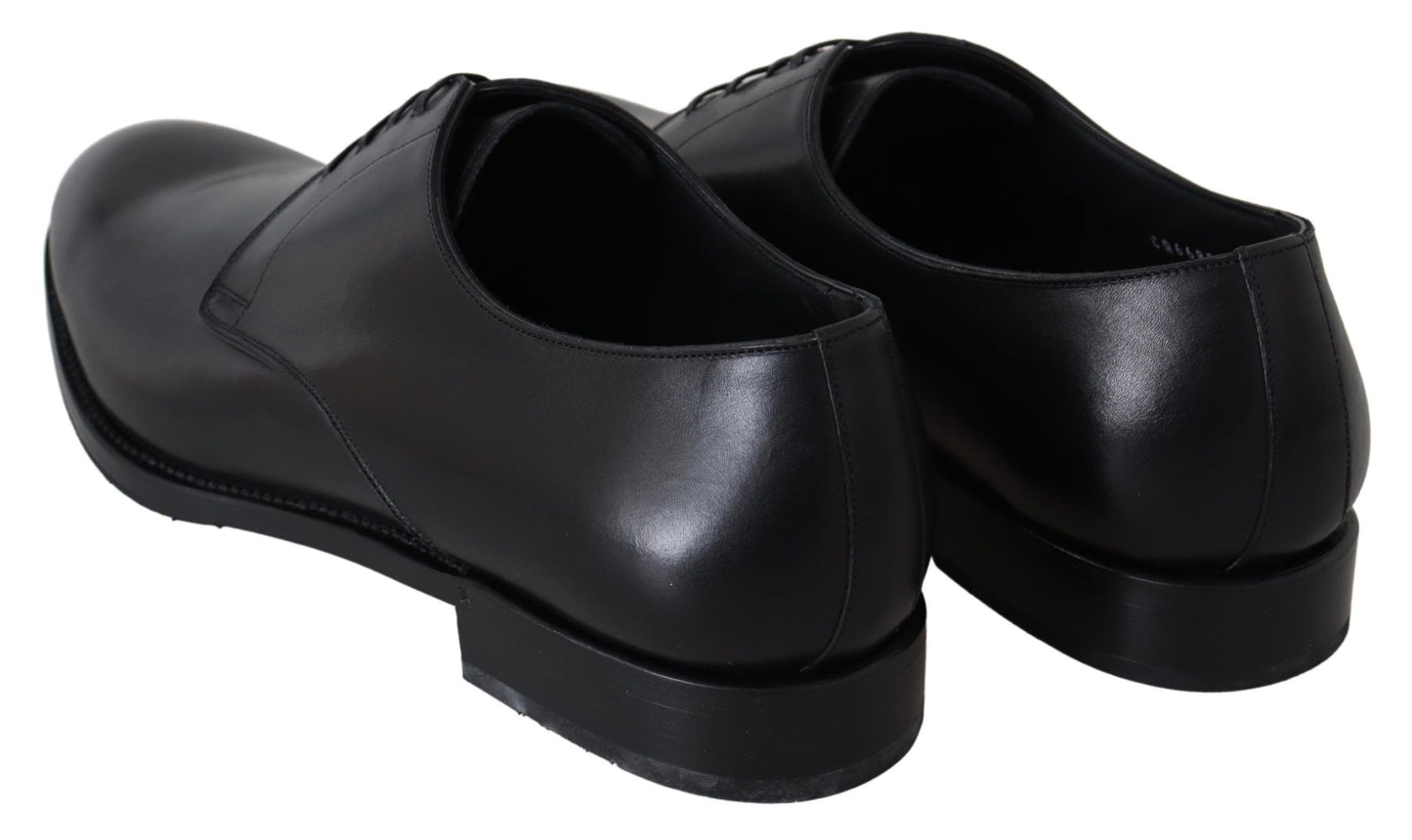 Dolce & Gabbana Elegant Black Leather Derby Dress Shoes