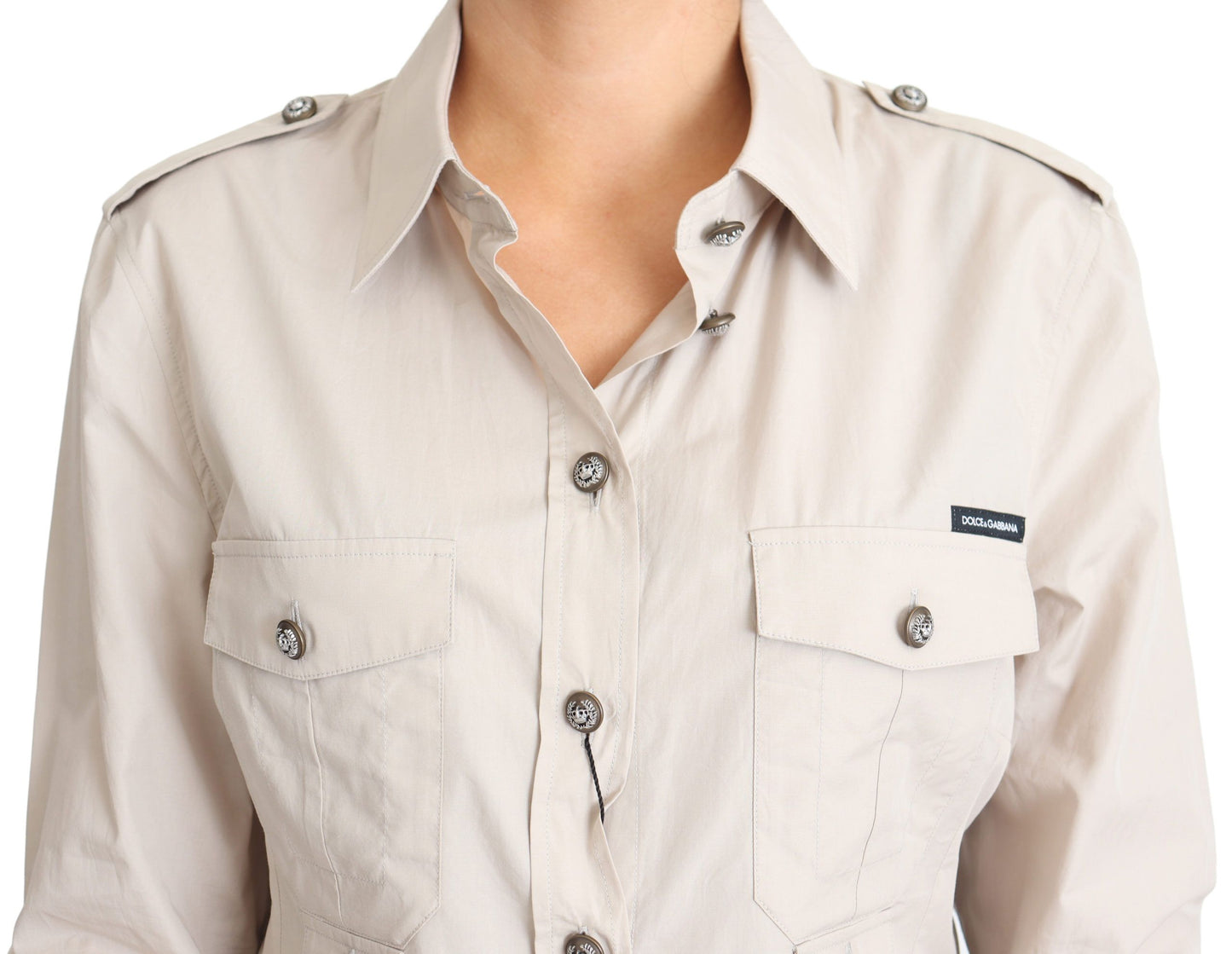 Chemise safari en coton beige Dolce &amp; gabbana