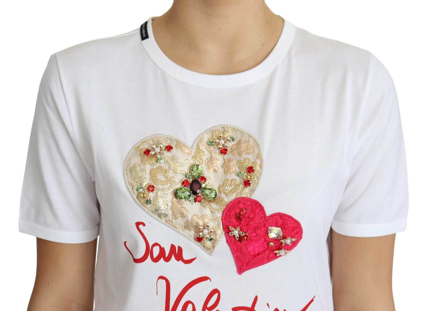 Dolce &amp; gabbana t-shirt en coton blanc à cristaux