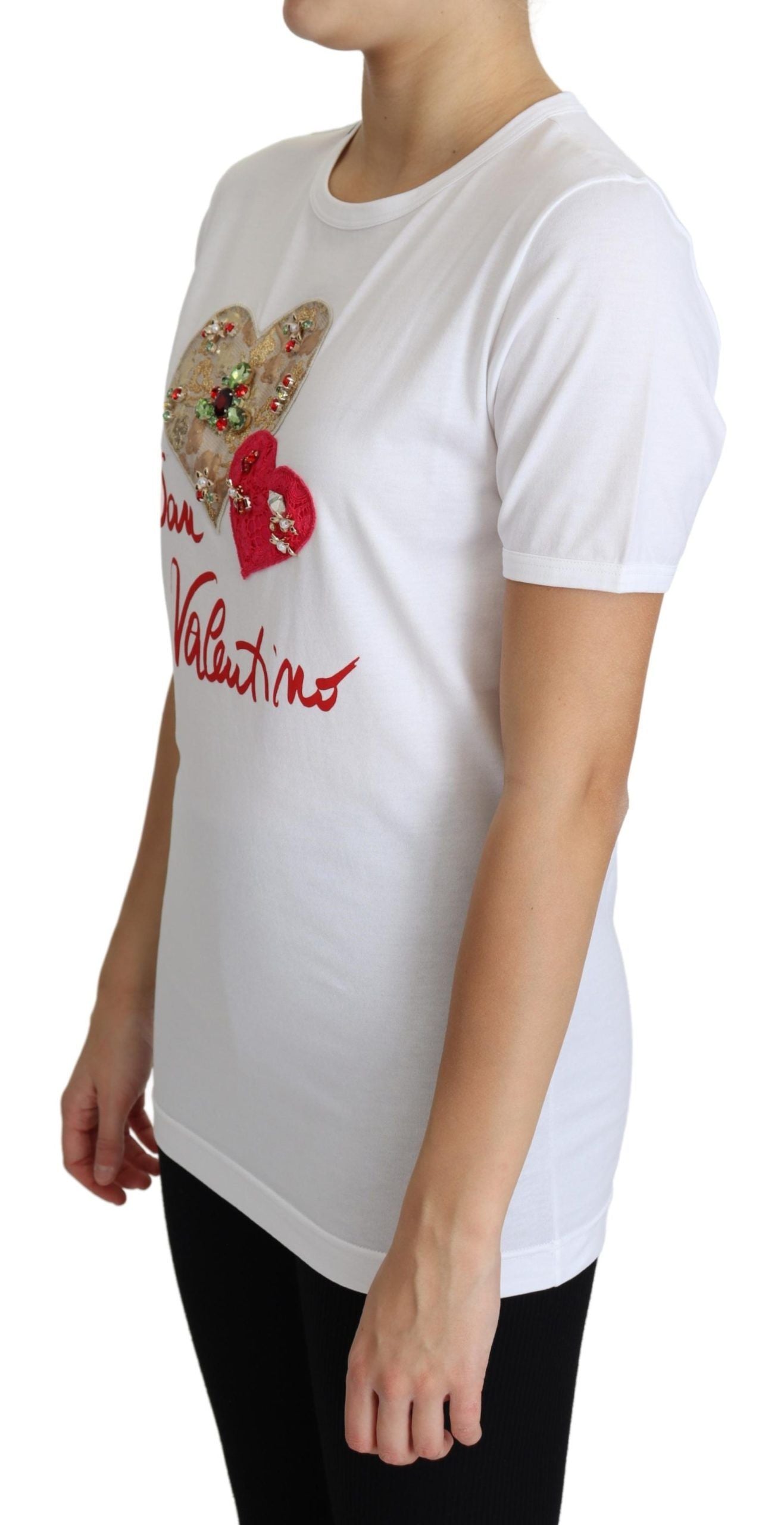 Dolce &amp; gabbana t-shirt en coton blanc à cristaux