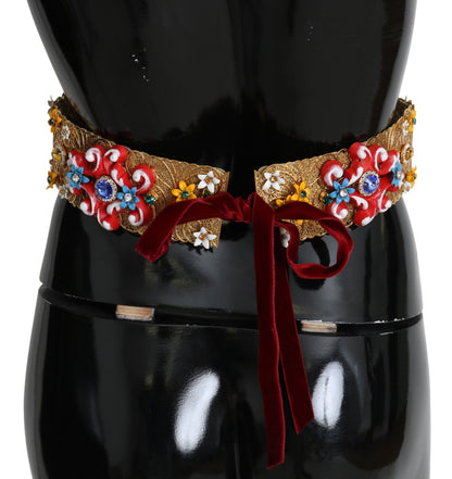 Dolce &amp; gabbana ceinture ornée de cristaux floraux dorés