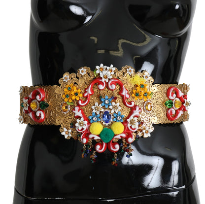 Dolce &amp; gabbana ceinture ornée de cristaux floraux dorés