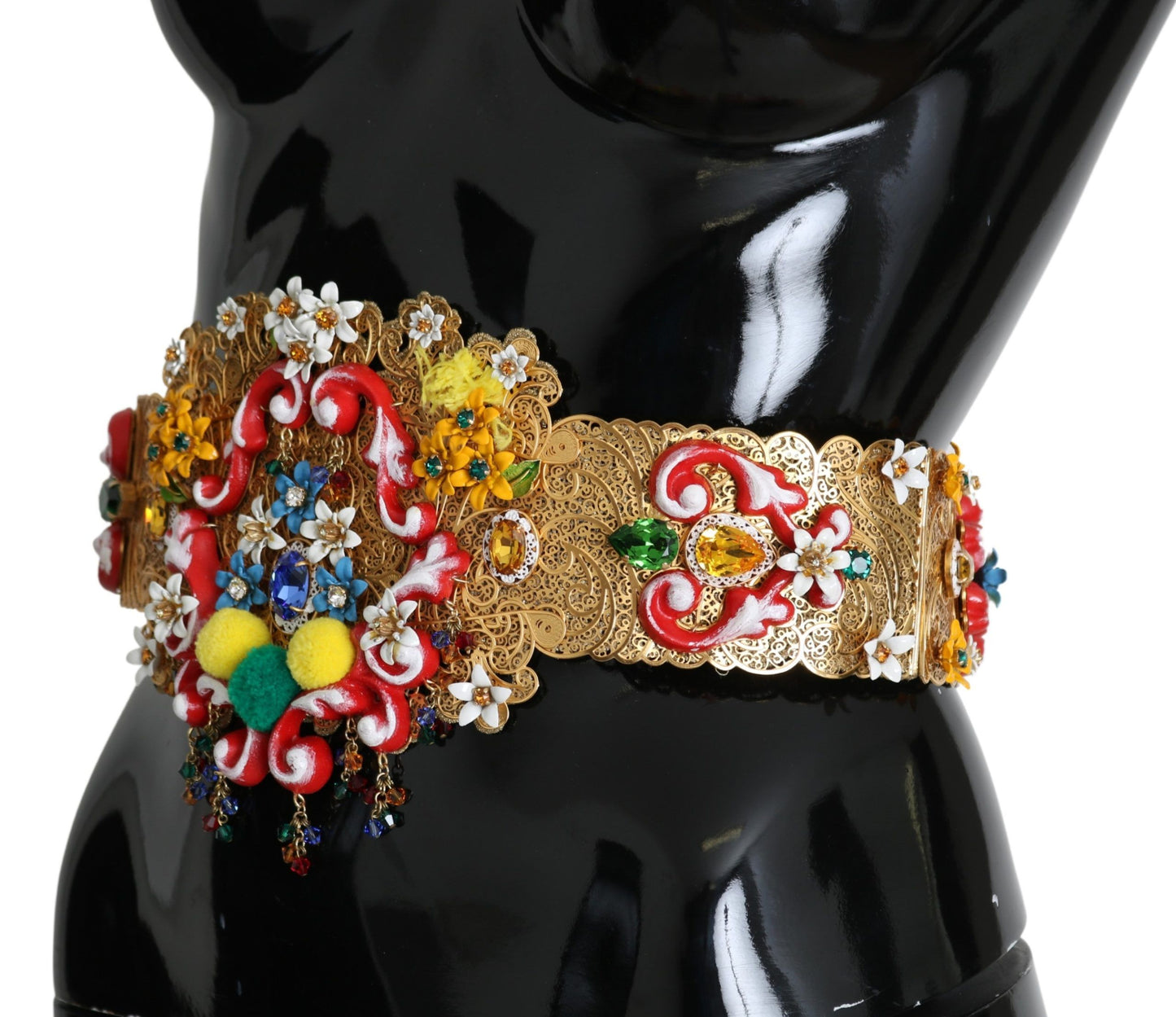 Dolce &amp; gabbana ceinture ornée de cristaux floraux dorés