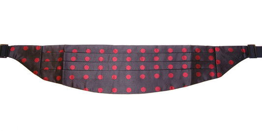 Dolce & Gabbana Exquisite Black Silk Cummerbund with Red Polka Dots