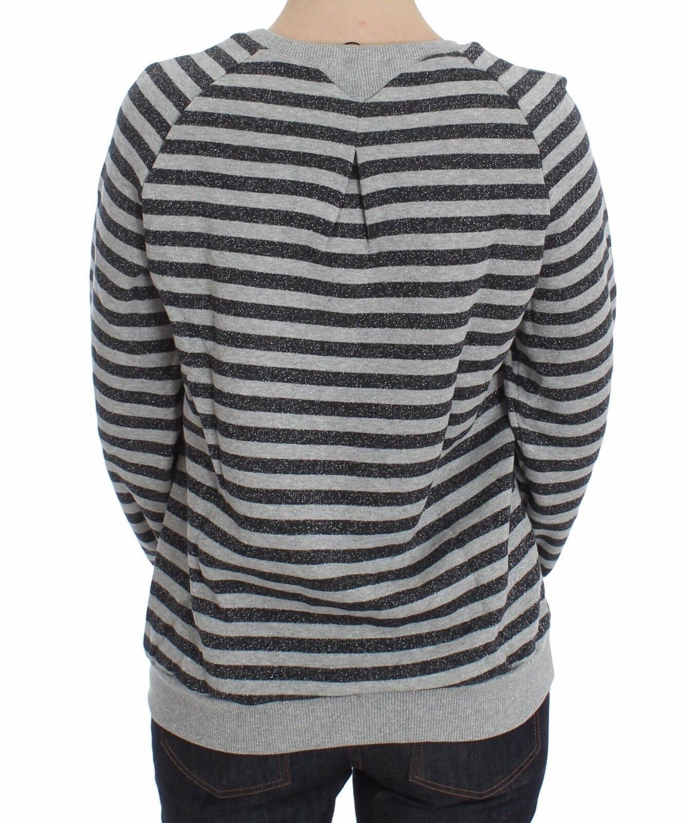 Pull ras du cou rayé gris Exte