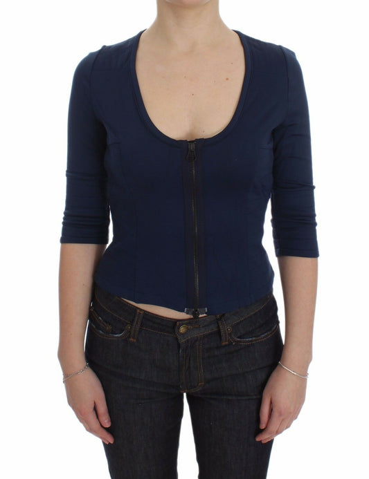 Pull bleu col rond zippé Exte