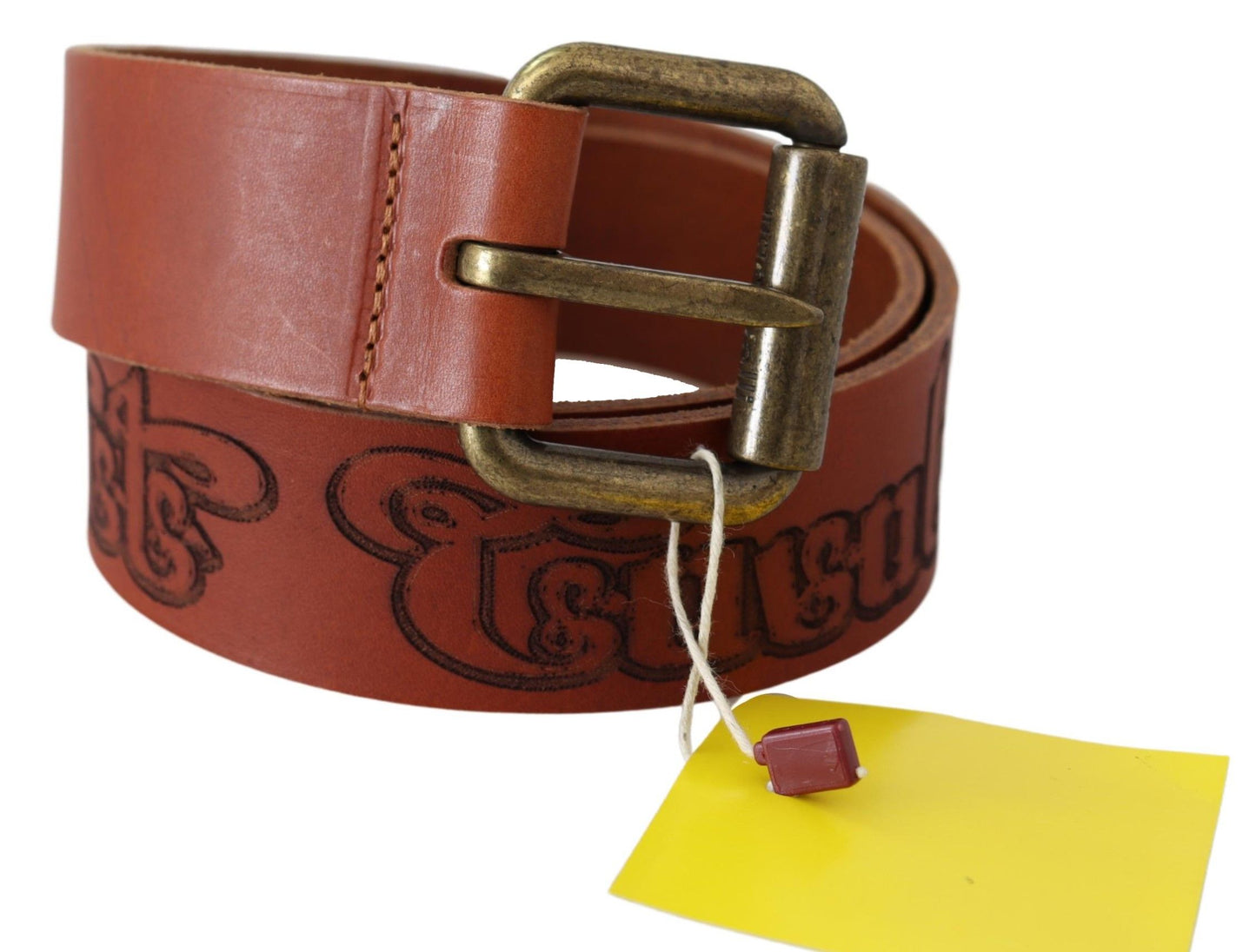 Ceinture à logo en cuir marron Just Cavalli