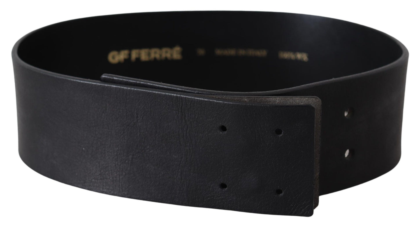 Ceinture en cuir noir massif Gf Ferre