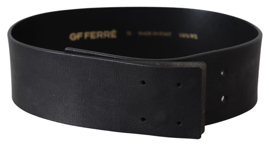 Ceinture en cuir noir massif Gf Ferre