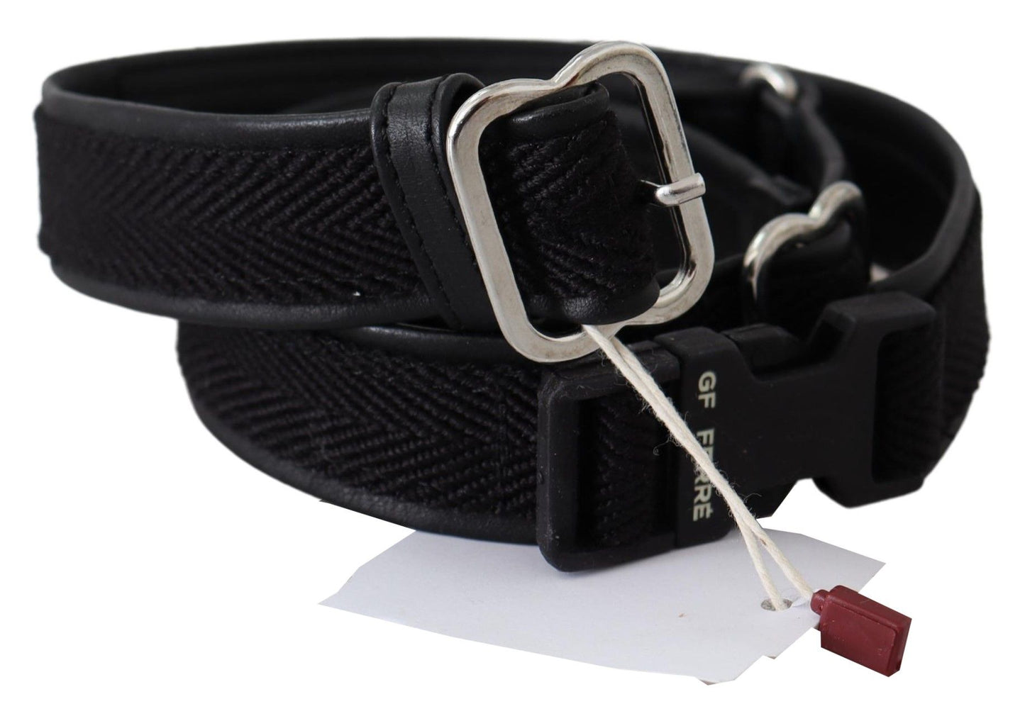 Ceinture en cuir noir Gf Ferre avec boucle chromée