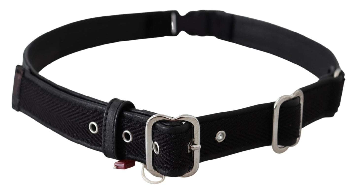 Ceinture en cuir noir Gf Ferre avec boucle chromée