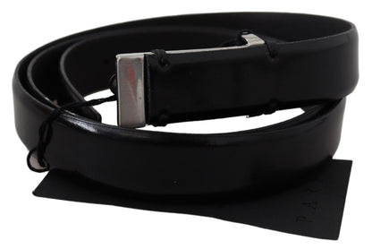 Ceinture taille haute en cuir noir Plein sud