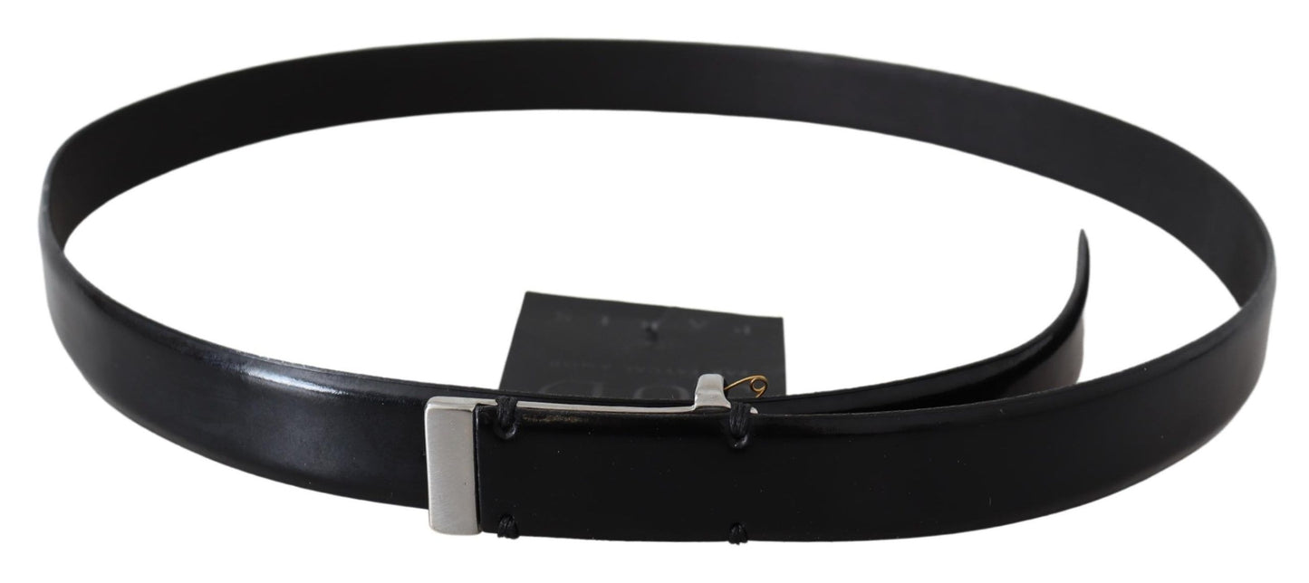 Ceinture taille haute en cuir noir Plein sud