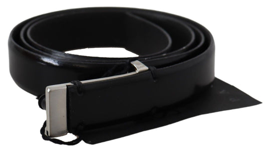 Ceinture taille haute en cuir noir Plein sud