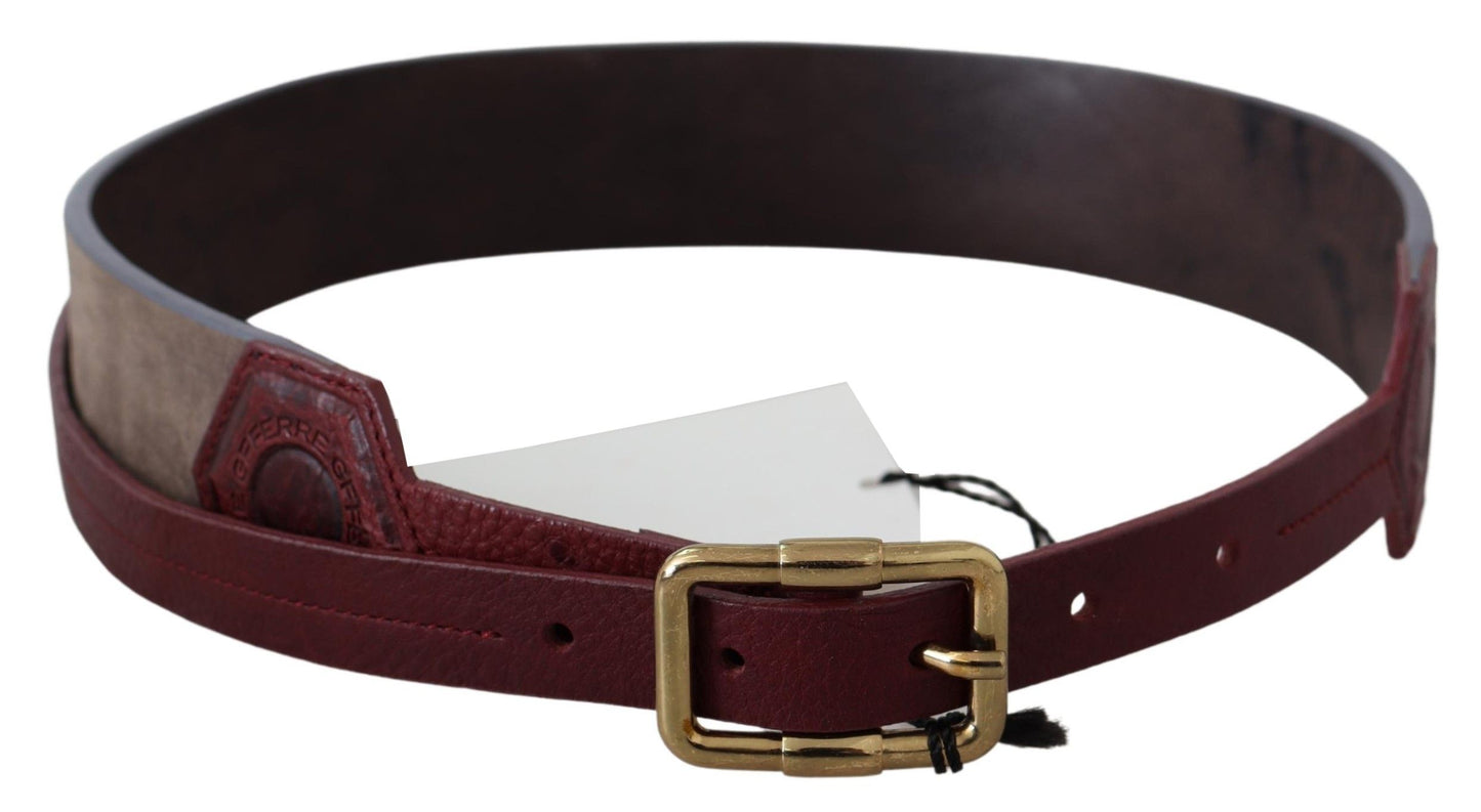 Ceinture en cuir marron Gf Ferre avec boucle dorée