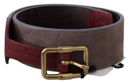 Ceinture en cuir marron Gf Ferre avec boucle dorée