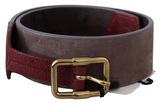 Ceinture en cuir marron Gf Ferre avec boucle dorée