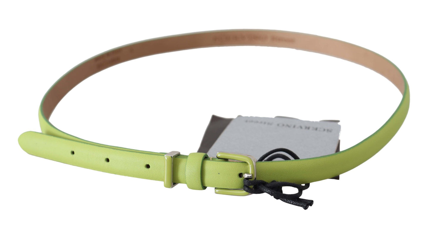 Ceinture Scervino Street classique en cuir vert avec détails argentés